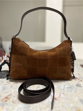 ‼️LAST 1 Coach Coachtopia Alter/Ego Slouchy Shoulder Bag Suede/Silver/Russet NWT